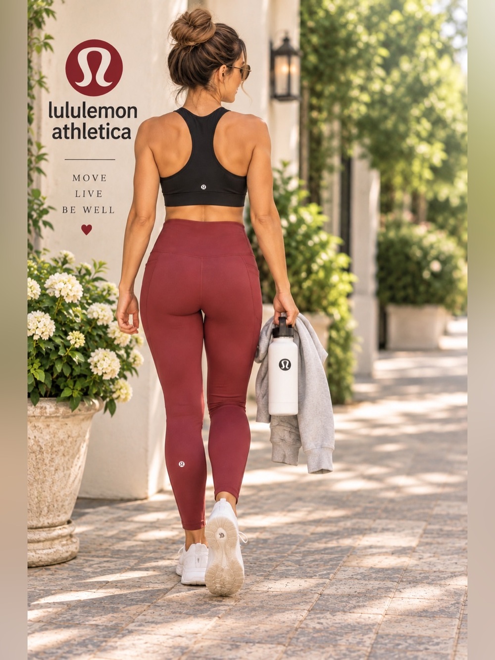 Lululemon Garnet High-Rise Full-Length Leggings Side Pockets Logo Size 10